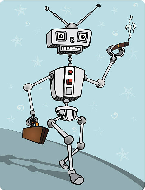 Briefcase Robot vector art illustration