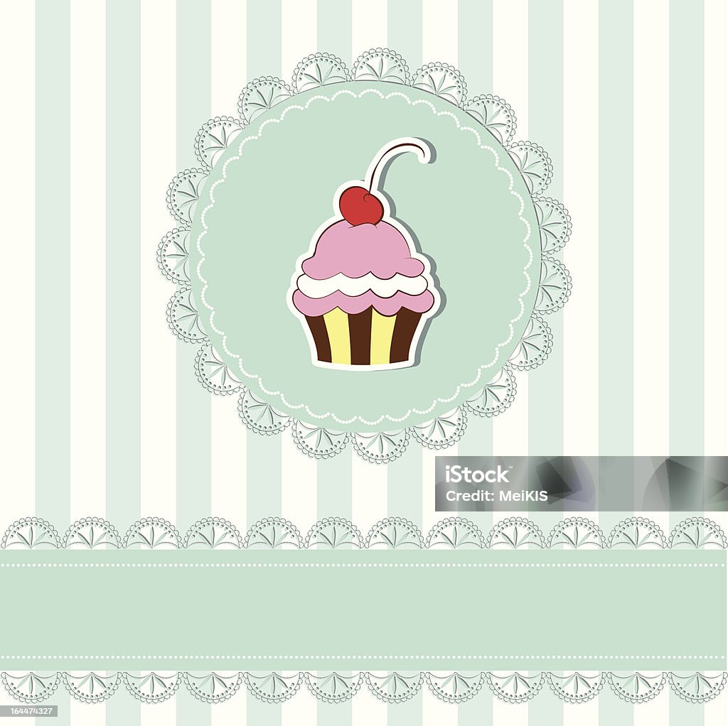 Cherry cupcake invitation carte - clipart vectoriel de Abstrait libre de droits