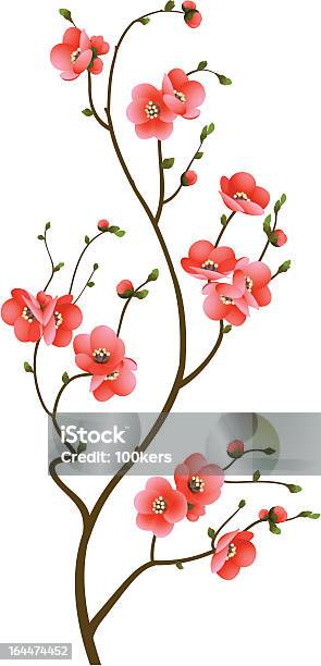 Cherry Blossom Branch Abstract Background Stock Illustration - Download Image Now - Abstract, Art, Art And Craft