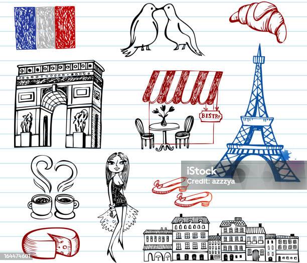 Paris Vecteur Et Crayonnages Vecteurs libres de droits et plus d'images vectorielles de Tour Eiffel - Tour Eiffel, Griffonnage, Paris - France