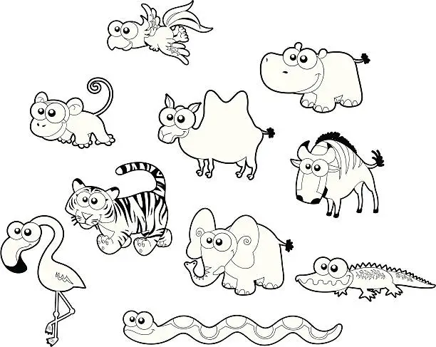 Vector illustration of Wild animal family.
