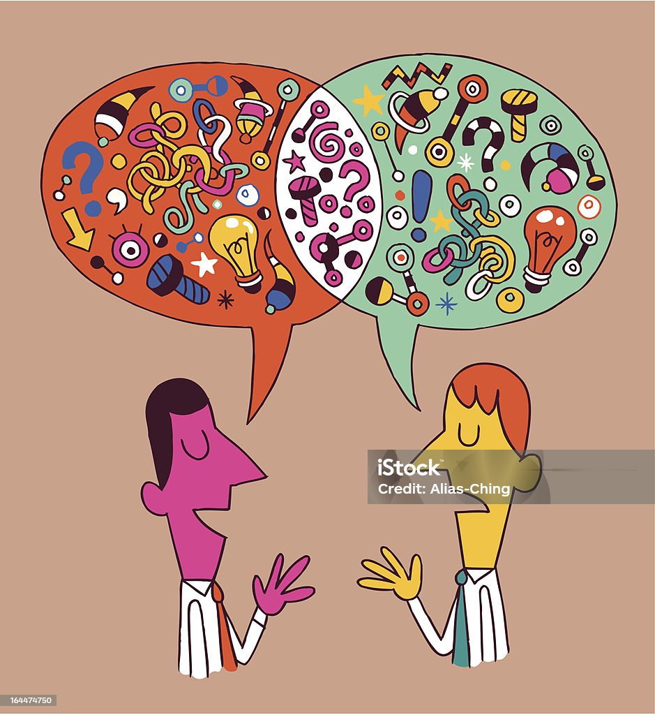 opinions & ideas illustration of two guys exchanging opinions and ideas Adult stock vector