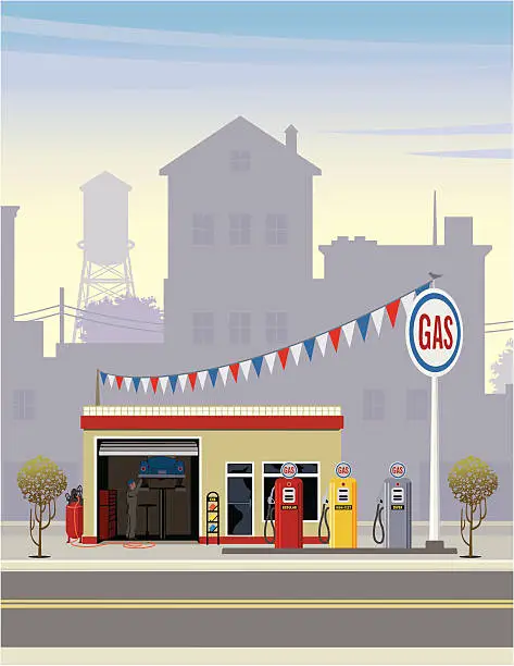 Vector illustration of Gas Station