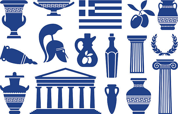 symbole grecji - classical greek illustrations stock illustrations