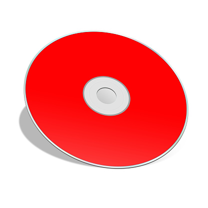 CD or DVD blank template red for presentation layouts and design. Raster Illustration. Isolated on white background.