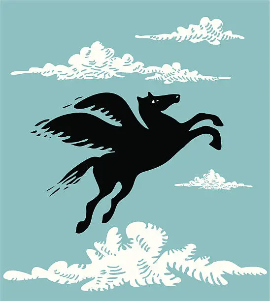 Vector illustration of Vector illustration of flying pegasus