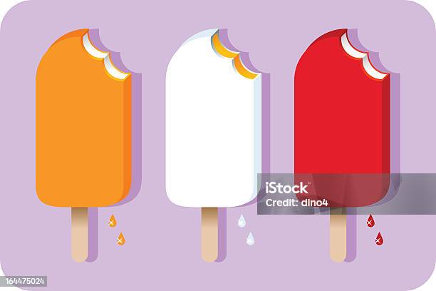 Three Different Colored Bitten Into Ice Cream Pops Stock Illustration - Download Image Now - Flavored Ice, Ice Cream, Biting