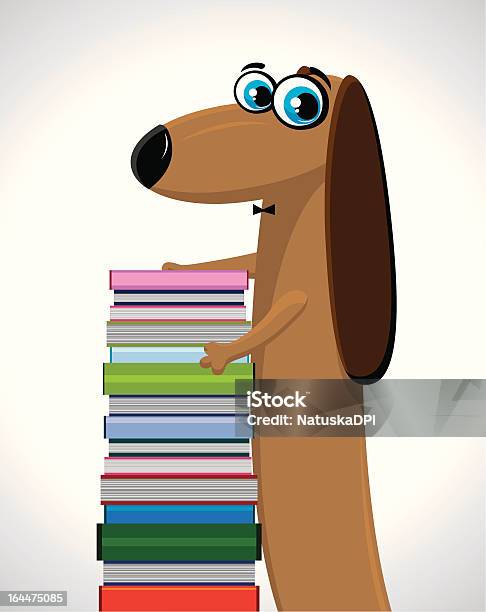 Funny Cartoon Dachshund Dog Stock Illustration - Download Image Now - Animal, Blue, Book