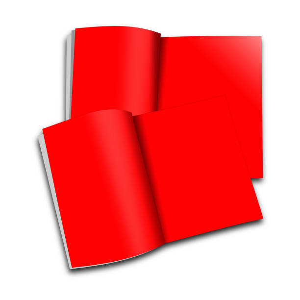 istock Red magazine blank template for presentation layouts and design. Raster Illustration. 1644753288