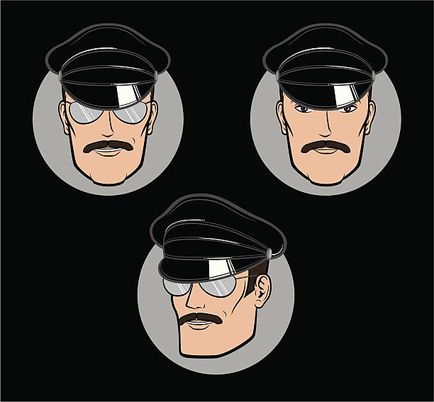 Leather Man "Three isolated spot illustration portraits of an attractive leather man (frontal with and without sunglasses, three-quarters with sunglasses)." man gay stock illustrations