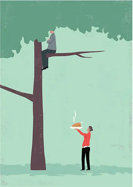 Vector illustration of Man in tree