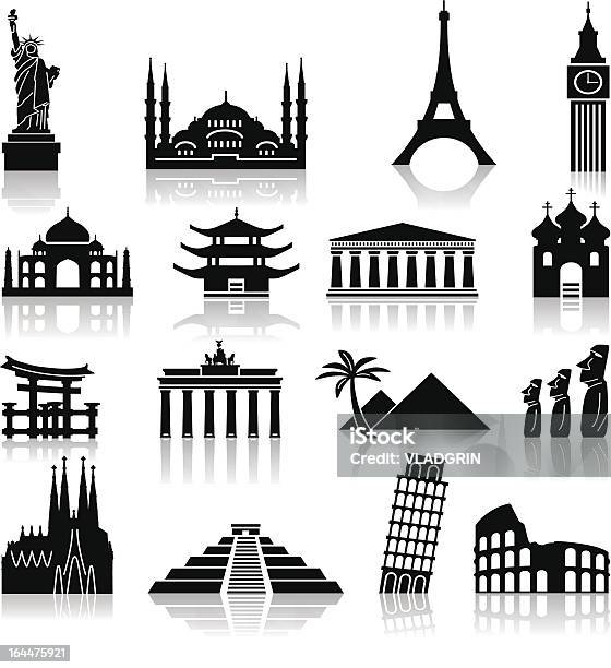 Landmark Travel Icons Stock Illustration - Download Image Now - Icon Symbol, In Silhouette, Pyramid