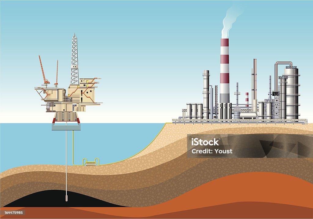石油掘削装置、精製所 - 鉱業のロイヤリティフリーベクトルアート