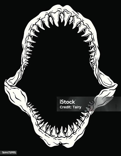 Shark Jaw Isolated Vector Illustration Stockvectorkunst en meer beelden van Haai - Haai, Menselijk kaakbeen, Dierentand