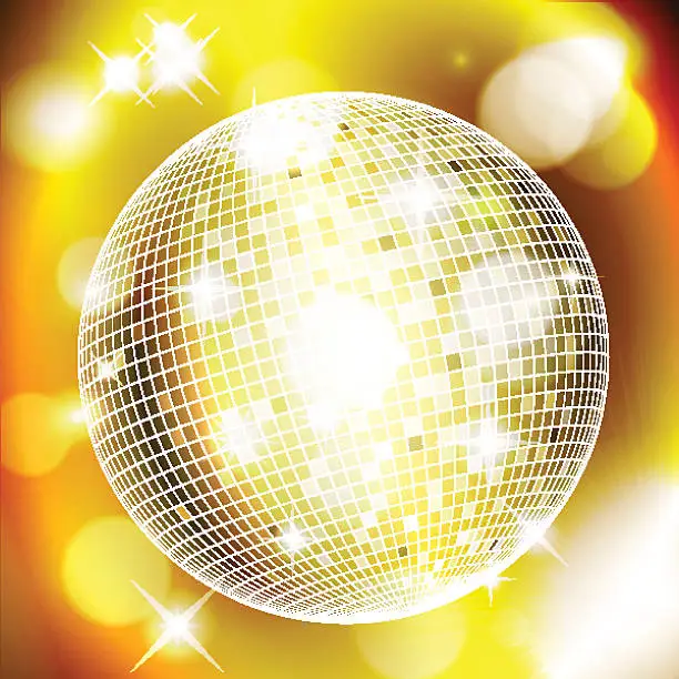 Vector illustration of Abstract golden background with disco ball