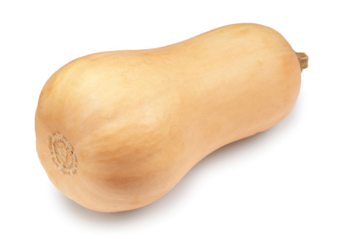 Whole butternut squash isolated on white.