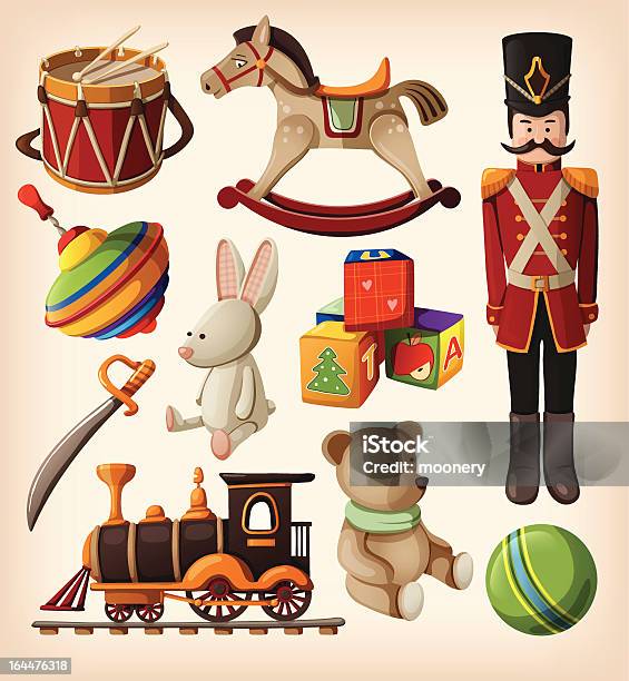 Set Of Colourful Vintage Christmas Toys For Kids Stok Vektör Sanatı & Oyuncak‘nin Daha Fazla Görseli - Oyuncak, Noel bayramı, Retro Tarzlı