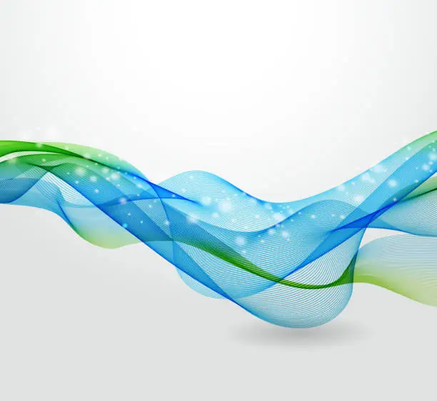 Vector illustration of Abstract background of blue and green wavy lines