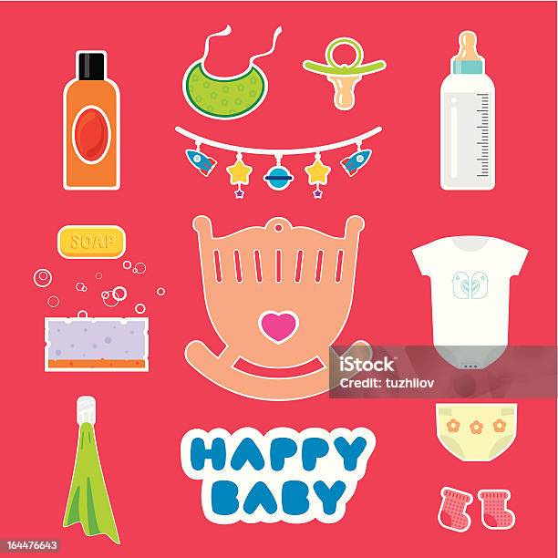 Baby Accessories And Objects Stock Illustration - Download Image Now - Baby - Human Age, Baby Bib, Baby Bottle