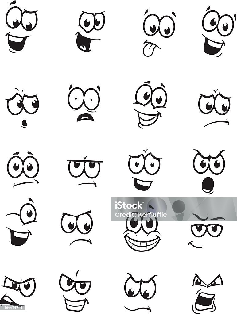 Ensemble de 20 dessin animé visages - clipart vectoriel de Cartoon libre de droits Ensemble de 20 dessin animé visages - clipart vectoriel de Cartoon libre de droits