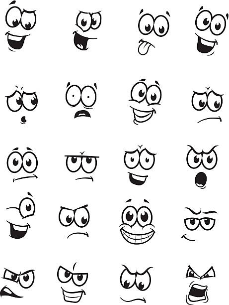 набор из 20 cartoon faces - anger stock illustrations