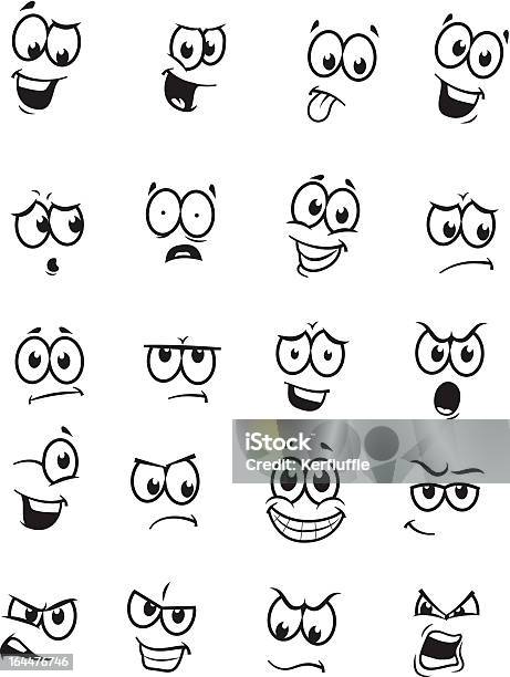 Set Of 20 Cartoon Faces Stock Illustration - Download Image Now - Cartoon, Human Face, Facial Expression