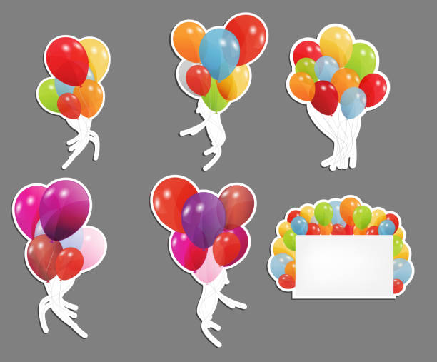 ilustrações, clipart, desenhos animados e ícones de conjunto de balões coloridos, ilustração vetorial - celebrities turquoise colors paper