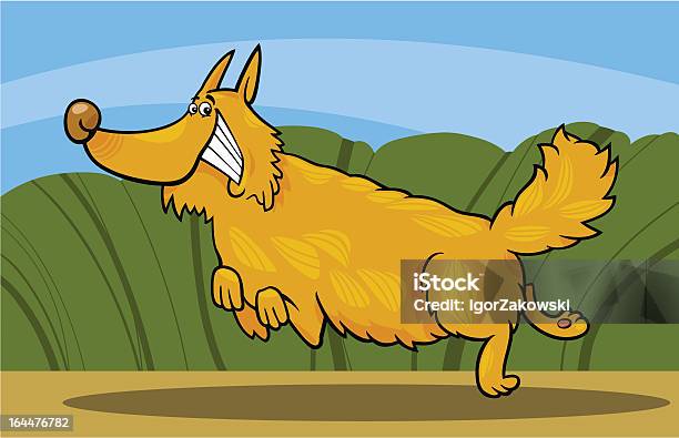 Мультяшный Счастливый Густой Игривая Собака — стоковая векторная графика и другие изображения на тему Бегать - Бегать, Векторная графика, Весёлый