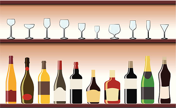 illustrazioni stock, clip art, cartoni animati e icone di tendenza di set di bevande - wine bottle bottle burgundy wine