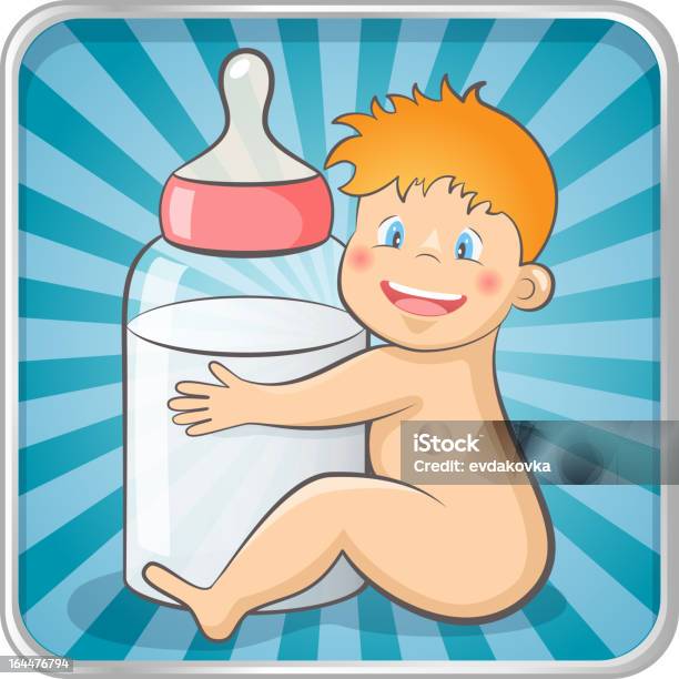 Dziecko Z Butelki - Stockowe grafiki wektorowe i więcej obrazów 12-17 miesięcy - 12-17 miesięcy, Butelka, Butelka do karmienia
