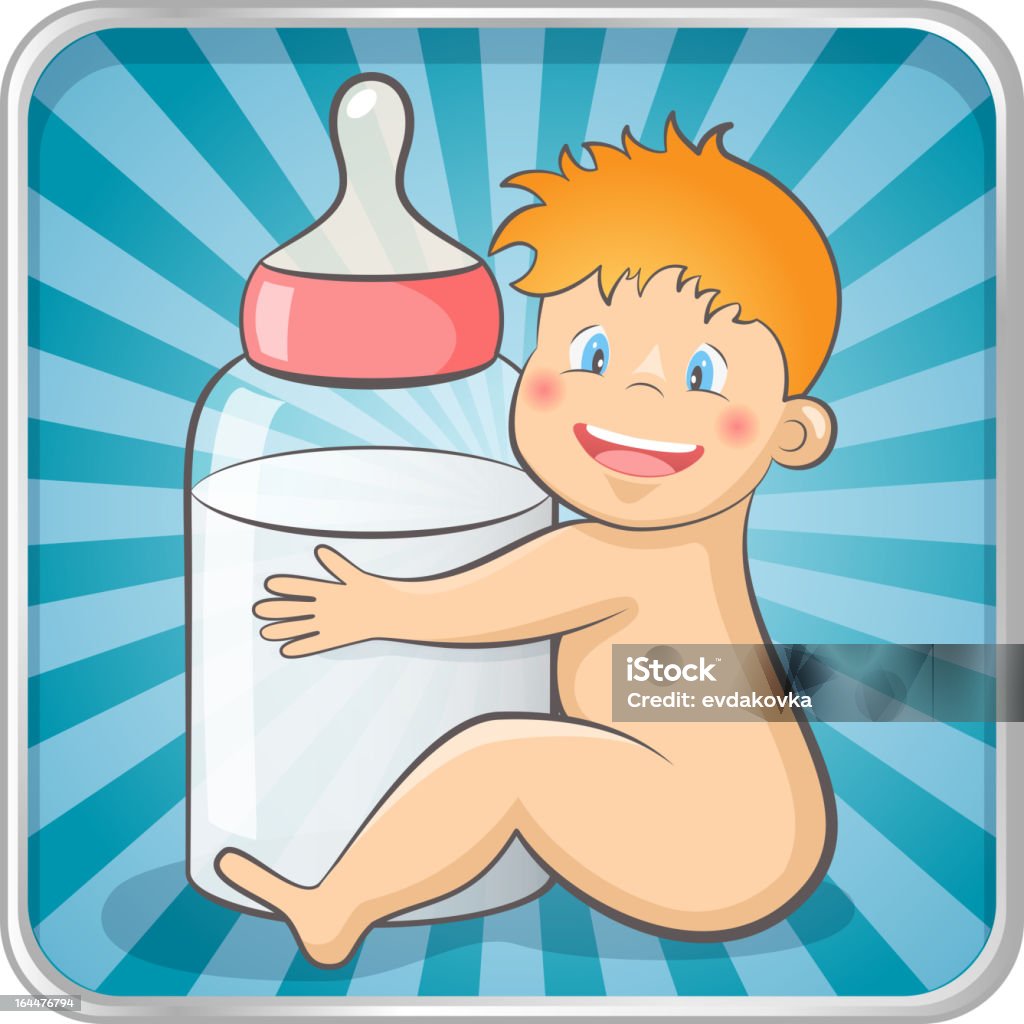 Baby with a bottle Baby with a baby bottle. EPS 10 vector illustration. 12-17 Months stock vector