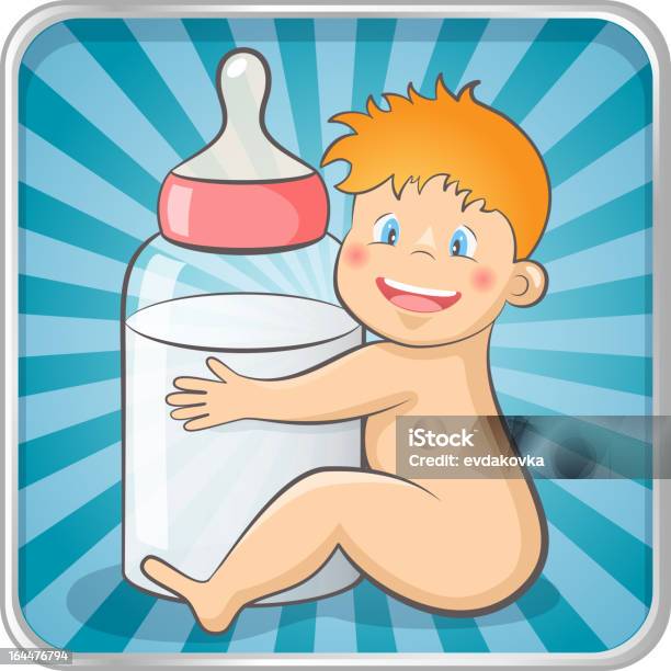 Baby With A Bottle Stock Illustration - Download Image Now - 12-17 Months, Baby - Human Age, Baby Bottle