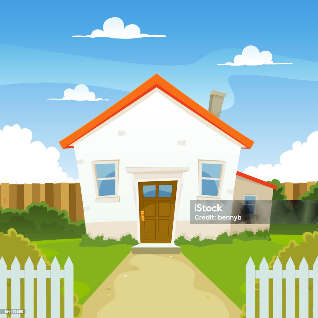 Cartoon House Inside Garden Stock Illustration - Download Image Now -  Alley, Apartment, Boundary - iStock
