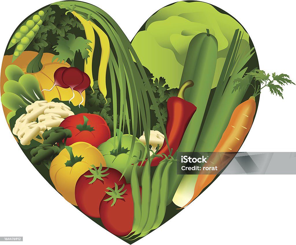 Warzywa w kształt serca - Grafika wektorowa royalty-free (Bez ludzi)