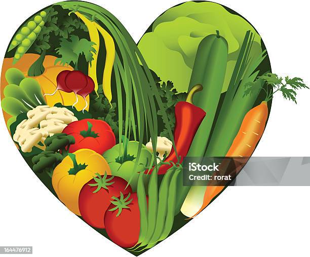 Warzywa W Kształt Serca - Stockowe grafiki wektorowe i więcej obrazów Bez ludzi - Bez ludzi, Brokuł, Cebula