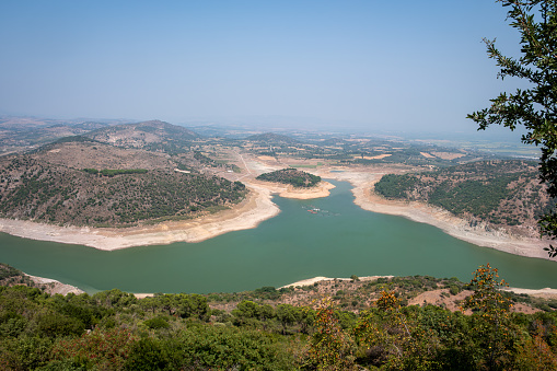 The view of Kestel dam lake from the Trajan Temple in the Ancient City of Pergamon