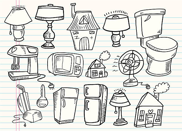 Doodle Home Set vector art illustration