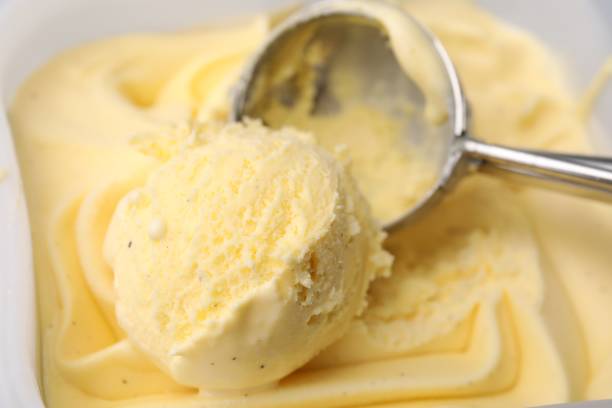 istock Taking scoop of vanilla ice cream from container, closeup 1644779984