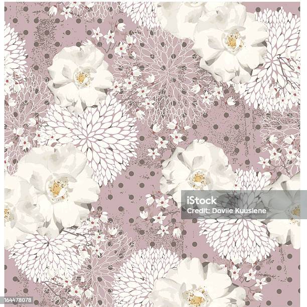 Vetores de Sem Costura Vintage Padrão Com Flores e mais imagens de Bolinha - Bolinha, Colorido Pastel, Decoração