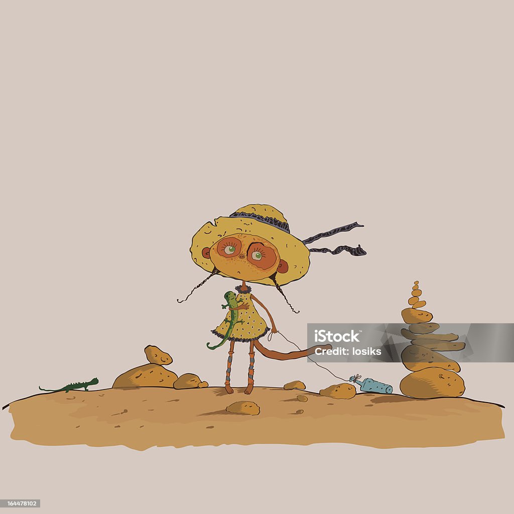 hilarious meerkats chica en el desierto - arte vectorial de Adolescente libre de derechos