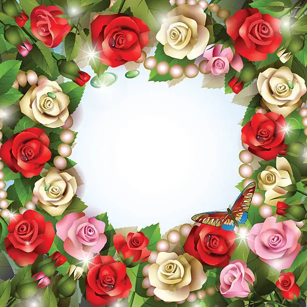 Vector illustration of Background with roses