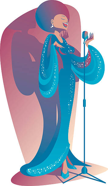 Blues singer Black woman singing gospel, blues and jazz to a live show black female gospel singers stock illustrations