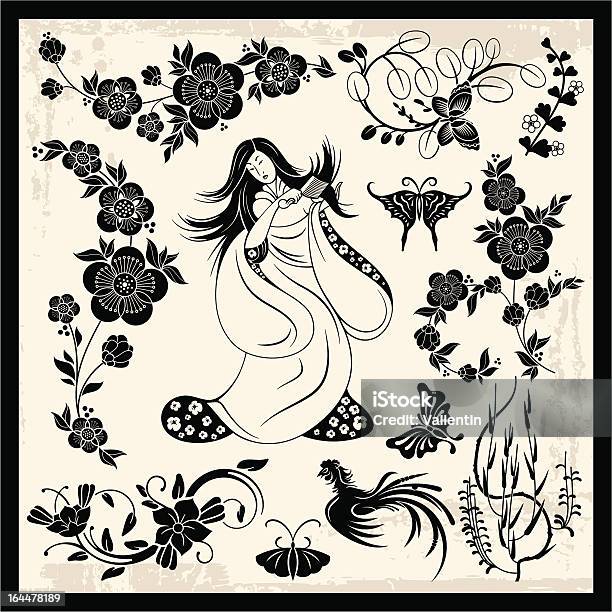 Japanische Traditionelle Ornamente Vektorset Stock Vektor Art und mehr Bilder von Attraktive Frau - Attraktive Frau, Chinesische Kultur, Japanische Kultur