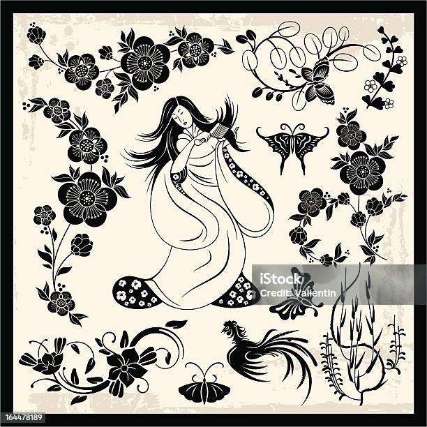 Vector Conjunto De Ornamentos Tradicional Japonês - Arte vetorial de stock e mais imagens de Borboleta - Borboleta, Cultura Chinesa, Cultura Japonesa