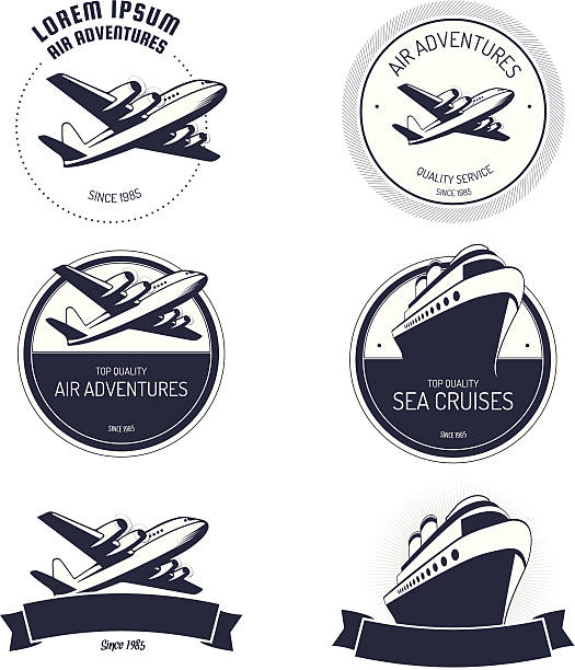 Vintage air and cruise tours labels and badges.