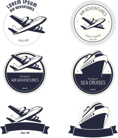 Vintage air and cruise tours labels and badges.