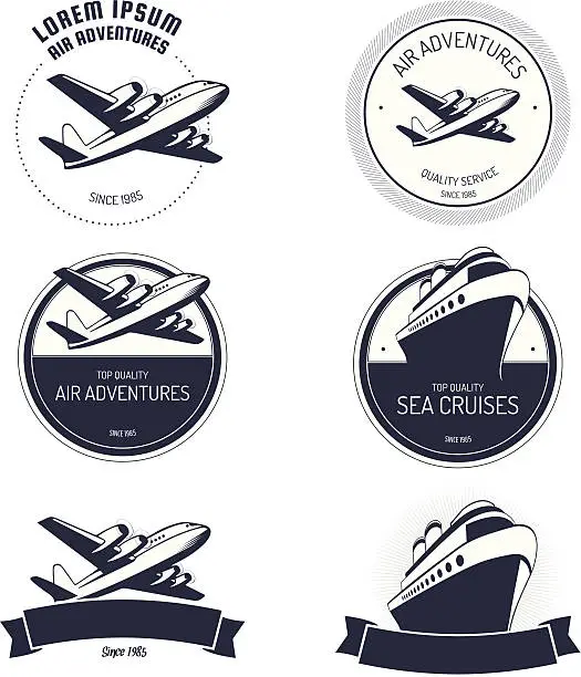 Vector illustration of Vector illustration of air and cruise tours icons