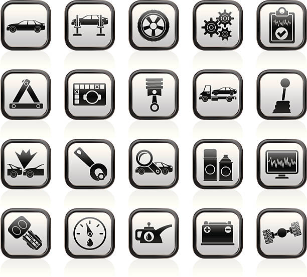 illustrazioni stock, clip art, cartoni animati e icone di tendenza di servizi di trasporto in auto e trasporto icone - auto accidents symbol insurance computer icon