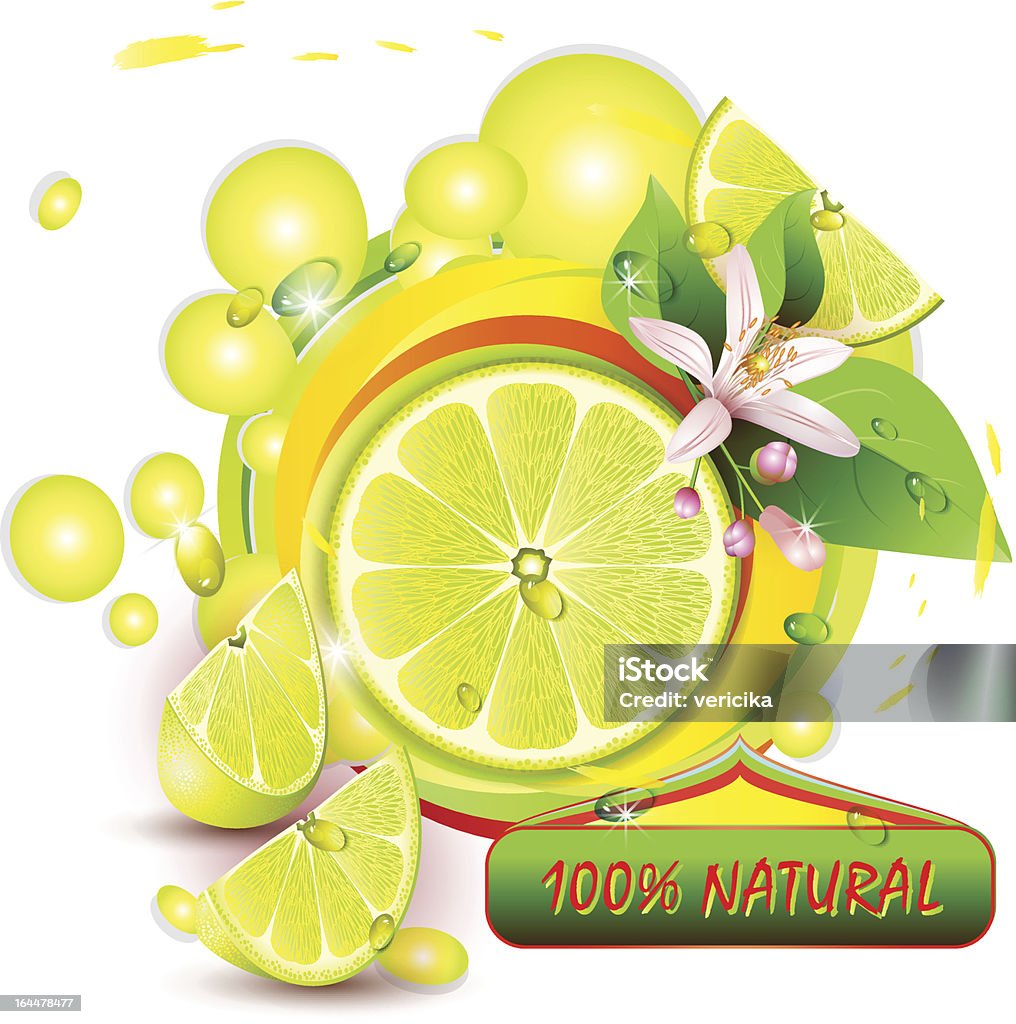 Fatias de limão com flores - Vetor de Alimentação Saudável royalty-free