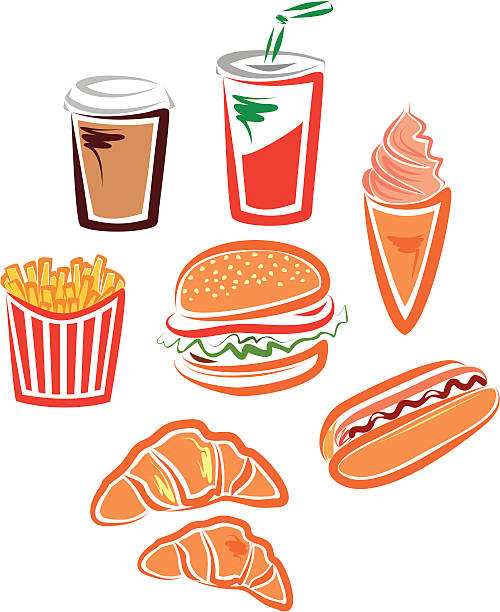 Fast food icons vector art illustration